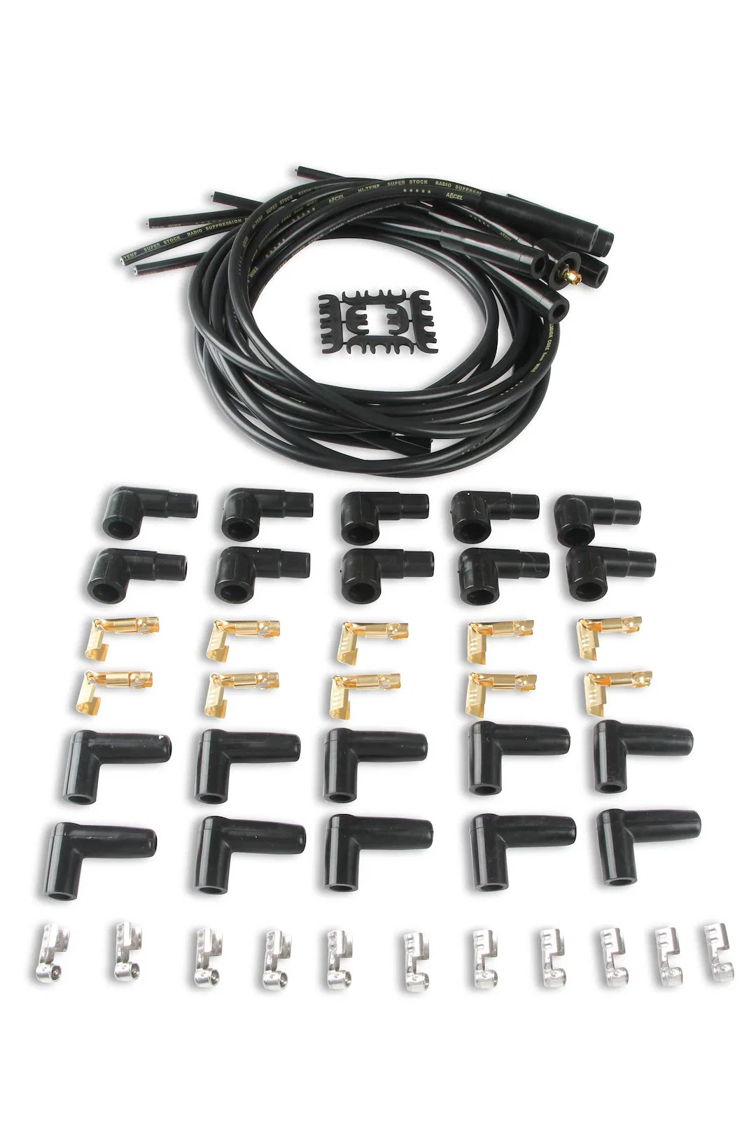 4040K – ACCEL Spark Plug Wire Set, Unassembled Black 8 Millimeter Diameter Silicone Carbon Graphite Spiral Core Strai...